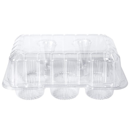Clear Cupcake Boxes 6 Cavity Holder Large 6 Compartment Muffin Containers Plasti - Picture 3 of 7