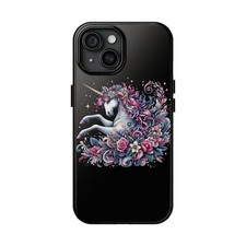 Magical Unicorn Tough Phone Case, Floral Phone Cover, Gift for Her, Cute Phone
