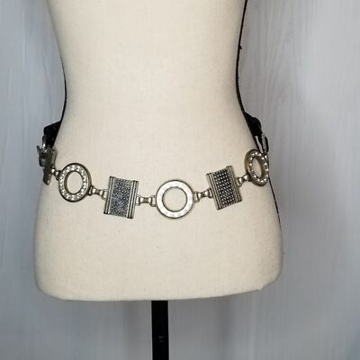 Chico\'s Metal Medallion Black Leather Adjustable Belt  Size M/L Chico main image 4