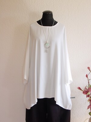 Italy Moda° Überweites Kasten Shirt Tunika Viskose Plus size ~ Weiß ~ one size