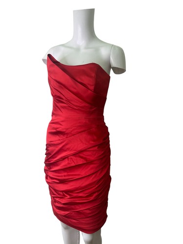JANE NORMAN Bodycon Dress Size Small 10 Fitted Bandeau Ruched Satin Womens EU38 - Picture 5 of 10