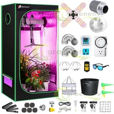 4x2FT Complete Grow Tent Kit w/Full Spectrum Grow Light Fan Air Filter Timer Set