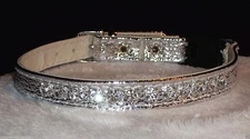 Rhinestone Silver kitty Cat breakaway Collar Crystals designer metallic Bling! 