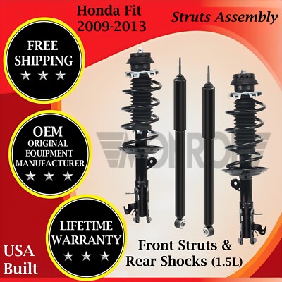 Monroe OEM Front Struts & Rear Shocks For 2009-2013 Honda Fit Lifetime Warranty