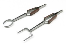 2 Cross Locking Tweezers Fiber Grip Round Square 6" Heat Resistant Soldering