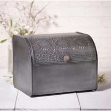 Metal Punched Tin Bread Box in Antique Tin by Irvins Country Tinware