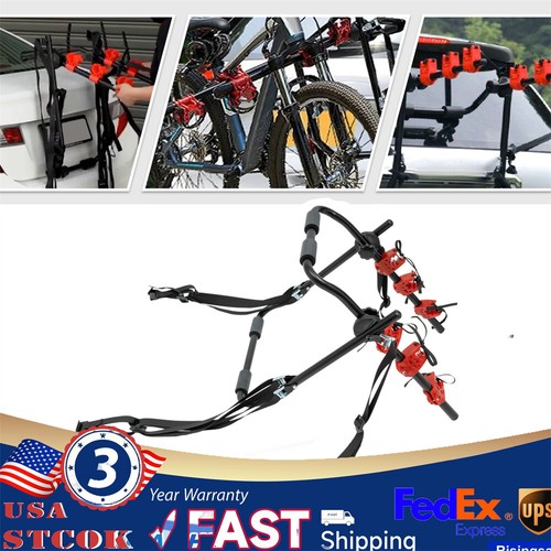 Bike Rack For Car Trunk Mount 3 Bicycle Carrier Sedan Hatchback SUV Minivan New