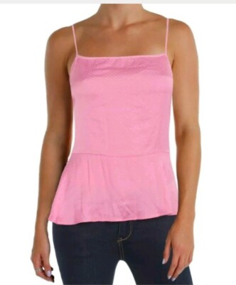 NWT Intimately Free People Pink Satin Polka Dot Cami Top Spaghetti Strap SZ  L