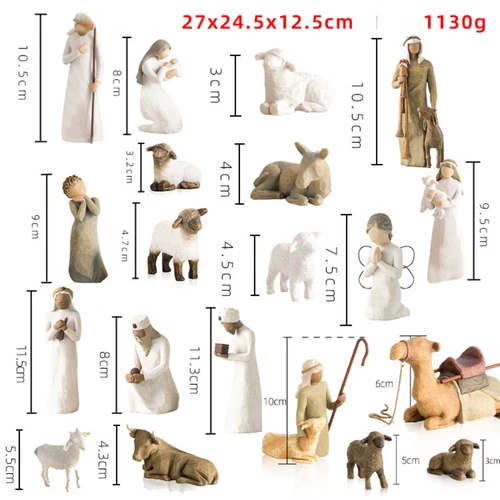 Krippenset Born Scene Willow-Tree FigurOrnamente Jesus Geburt Gedenk OsternHarz/ - Bild 30 von 30