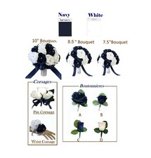 Build Wedding Package - White and Navy Blue Roses Keepsake Artificial Flowers