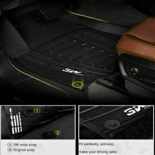3W Floor Mats Anti-Slip for BMW 3 Series 2019-2025 TPE All Weather Waterproof - Image 3 of 4