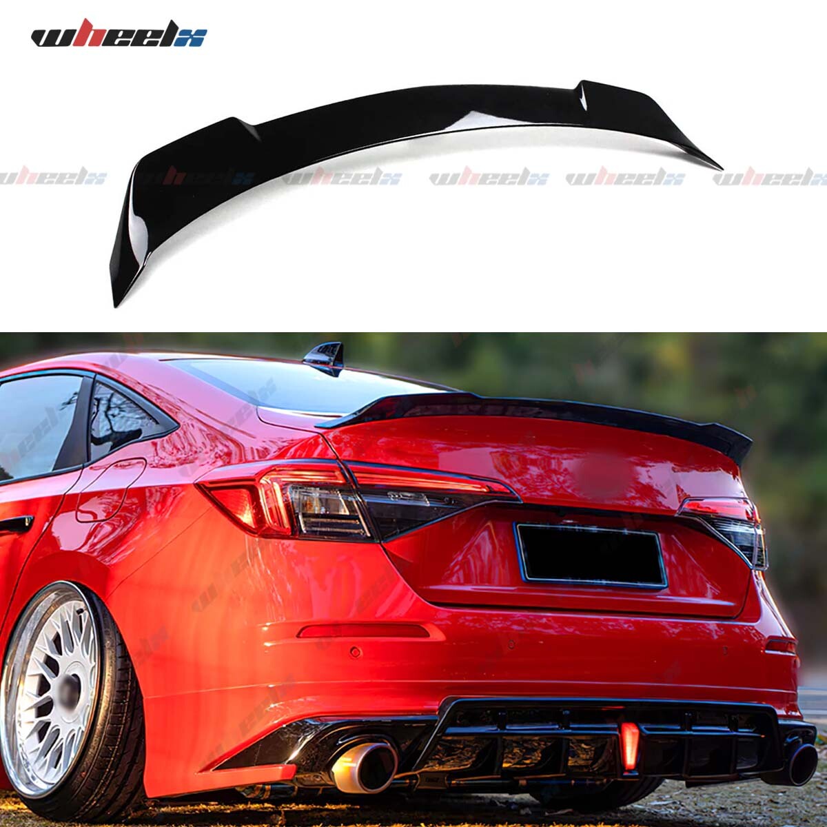 For 22-26 11th Gen Honda Civic Yofer Style Glossy Black High Kick