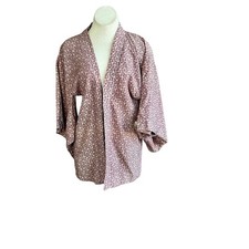 Japanese Vintage Kimono Mauve Pink Patterned Haori Jacket