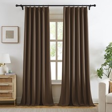 Dark Brown Pinch Pleated Curtains 102 Inches Long, Blackout Thermal Insulated...