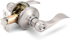 Satin Nickel 1 Pack Privacy Door Lever Handle for Bedroom and Bathroom, Keyless