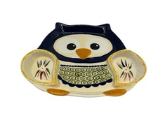 Temptations Old World Blue Owl Chip And Dip Serving Dish Vintage Serveware