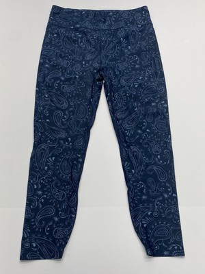 Sweaty Betty Zero Gravity 7/8 Running Leggings W SM Mesh Insert Blue Paisley