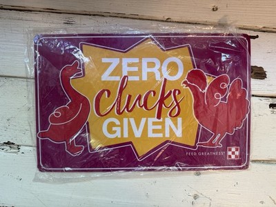 Purina Feeds Zero Clucks Given Metal Sign Wall Decor farm agriculture 11'' x 7''