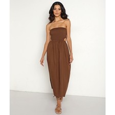Faithfull the Brand Deva Midi Dress Dark Chocolate US 10 XL