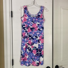 Mahi Gold Dress Womens XS Nylon Stretch Bright Floral Mini Vacation Beach