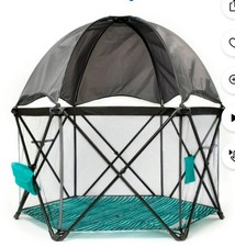 Baby Delight Go With Me Eclipse Portable Playard With Canopy - Watercolor Stripe