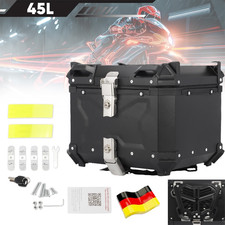 45L Schwarz Alu Legierung Heckträger Werkzeugkoffer Box Motorrad Top Case Gepäck