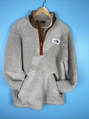 #ad The North Face Size Large Sherpa Fleece Tan Kangaroo Pocket Gorpcore $34.96
