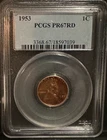1953 PROOF LINCOLN WHEAT CENT PCGS PR67RD