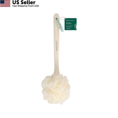 EcoTools EcoPouf Bath Brush, Loofah Brush for 1 Count (Pack of 1), White