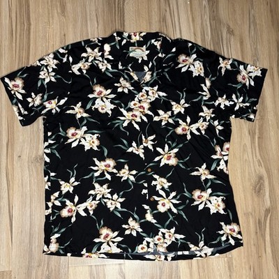 Vintage Magnum P.I. Paradise Found Hawaiian Shirt 2XL Black Orchid Floral Rayon