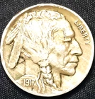 1917 P 5C INDIAN HEAD BUFFALO NICKEL EARLY US TYPE COIN  INDIAN FULL HORN.