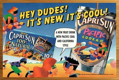 1991 Capri Sun Pacific Cooler Vintage Print Ad/Poster Juice Drink Art 90s Kids