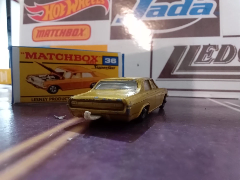 Matchbox Lesney # 36  Opel Diplomat with Reproduction Box Black Wheels  - Image 3 of 4