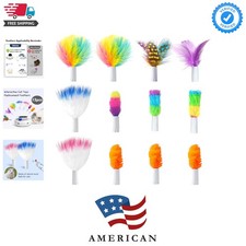 12 Pcs Feathers Replacement and Soft Furry Accessories ONLY Fits Cat Toys, In...
