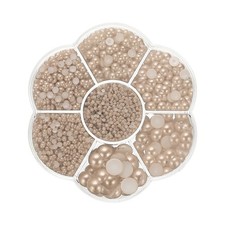 5645Pcs Pearls Beads for Crafting, 7 Sizes Beads, Light Coffee