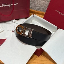 Salvatore Ferragamo Reversible Leather Belt Gancini Buckle NEW