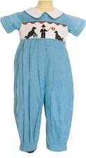 Boys  Remember Nguyen Smocked Romper Balloon Legs Circus Gingham 12 Months