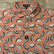 Bad Birdie Polo Shirt Mens Medium Orange Fruit Slices Golf Performance Stretch