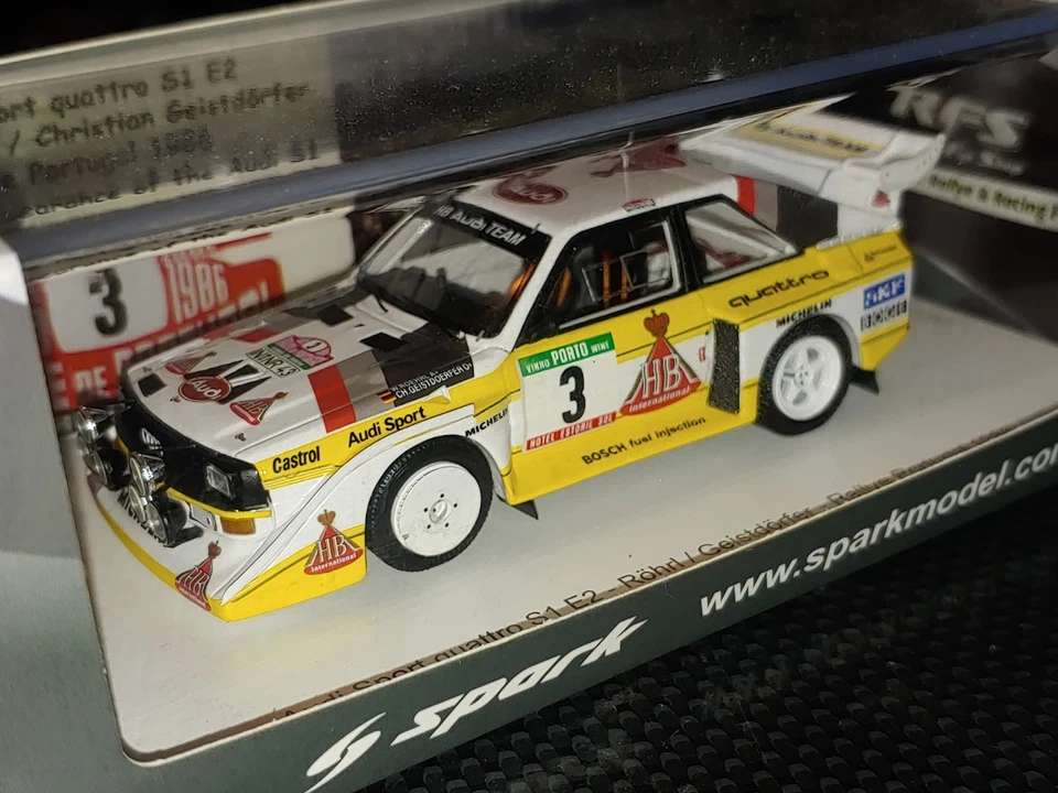 1x Spark Model  Rfs027 AUDI QUATTRO S1 W.Rohrl Rally Portugal 1986 - 1:43 Rare - Immagine 3 di 4