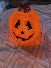 Vnt Seasons Melted Popcorn Plastic Light-Up Jack-O-Lantern Figurine Halloween