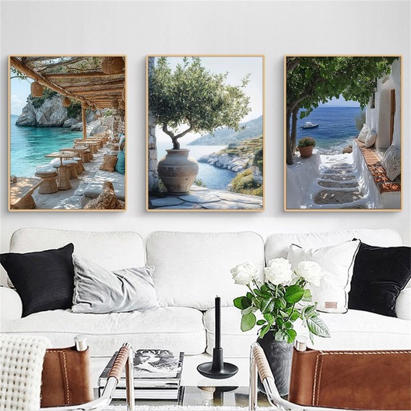 Wandbilder Wohnzimmer Mittelmeerlandschaft Poster Set Aesthetic Deko 40X50Cm 3Er-image
