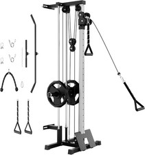400LBS Wall Mount Cable Station Dual Pulley Cable Crossover Functional Trainer
