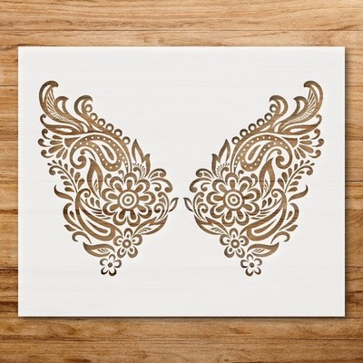 Ornamental Floral Design Wall Art Reusable Plastic Stencil - StencilAir