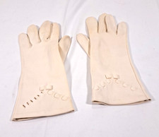 Vintage Cream Mid Length Dress Gloves Raised Geometric Detail Formal Womens