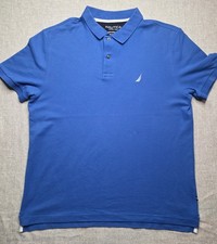 Nautica Classic Fit Men's Blue Short Sleeve Performance Deck Shirt Polo Size L