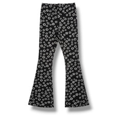 No Boundaries Juniors Black White Retro Floral Wide Leg Pants Size Small 3/5