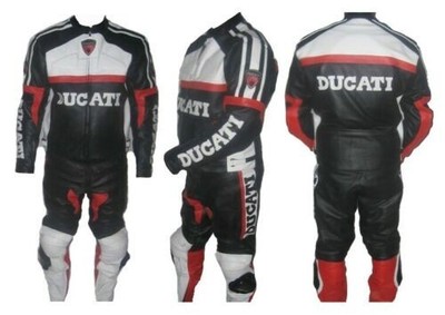 MarkX Ducati Mens MotoGP 2026 Genuine Leather Motorcycle Racing Suit CE