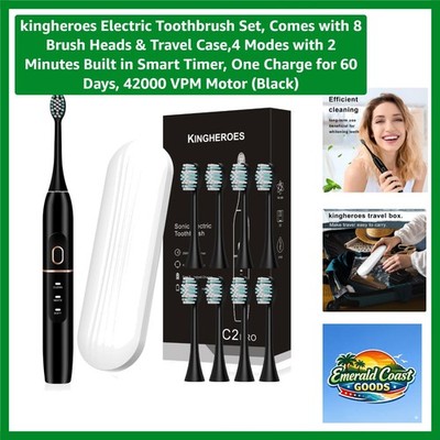 Sonic Electric Toothbrush Set with 8 Brush Heads & Travel Case