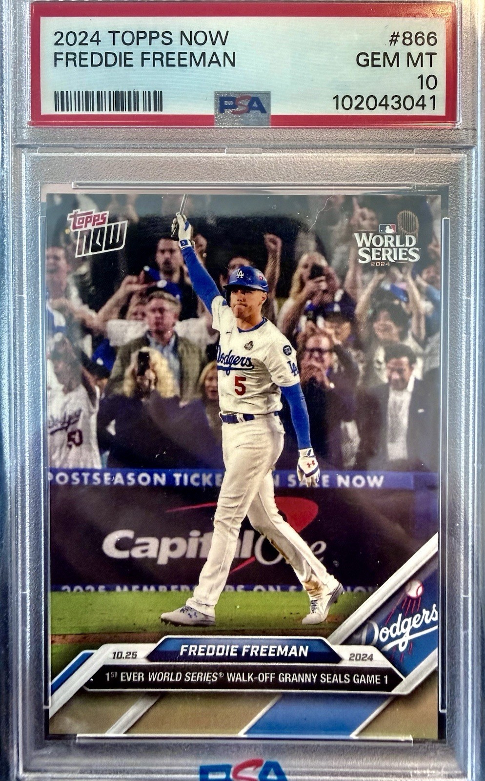 2024 Topps Now Freddie Freeman #866 - Dodgers - PSA 10 - World Series Grand Slam view 1