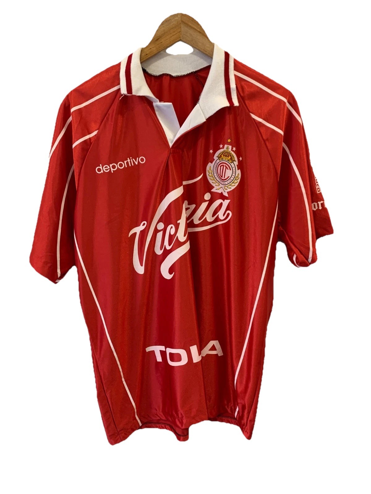 Vintage Toluca FC Soccer Jersey #23 Abundis Red Victoria Corona Mens XL...#69